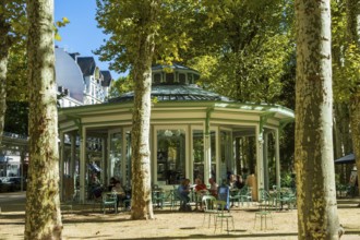 Vichy, isted as World Heritage by UNESCO. Pavillon in Parc des sources. Source Park. Allier.