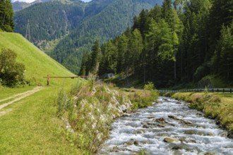 The Horlachbach stream, which plunges into the depths a little later as the Stuibenfall, here in