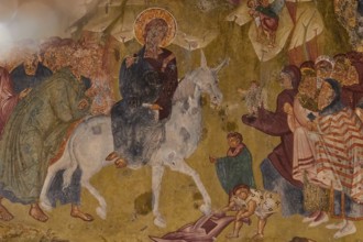 Pantanassa Monastery from the 15th century AD, Entry into Jerusalem with Jesus on a donkey,