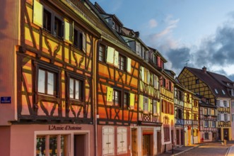 Evening atmosphere in Petite Venise in the old town of Colmar, France