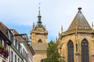 Old town with St Martin's Church in Colmar, France