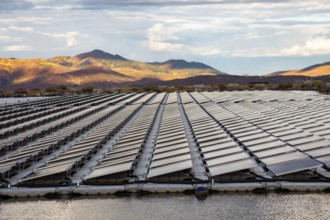 Park City, Utah - Floating solar panels provide power for Mountain Regional Water. The solar array