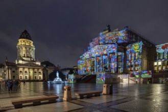 Concert hall Berlin, Gendarmenmarkt, art action The Hands of Berlin, . BERLIN FESTIVAL OF LIGHTS,