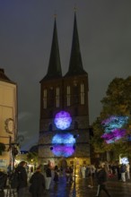 Nikolaikirche in the Nikolaiviertel, 21st BERLIN FESTIVAL OF LIGHTS, motto Let's Shine Together,