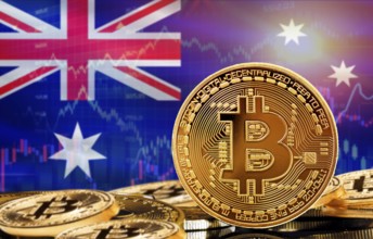 Investors in cryptocurrency and Blockchain Technology in Australia, Concept. Bitcoin with Australia