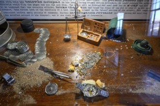 Watch prepared for diamond smuggling in an exhibition in the former casino, Kolmanskop, restricted