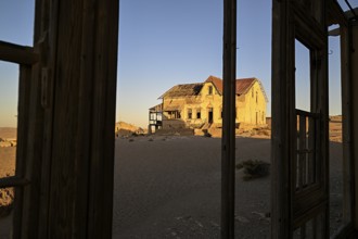View from a former dwelling house into the desert, Kolmanskop, restricted diamond area, Karas