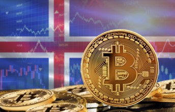 Investors in cryptocurrency and Blockchain Technology in Iceland, Concept. Bitcoin with Iceland