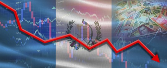 Guatemala financial crisis on economic graph. Financial fall of Guatemala on economy market