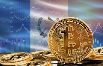 Investors in cryptocurrency and Blockchain Technology in Guatemala, Concept. Bitcoin with Guatemala