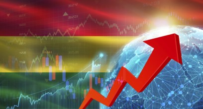 Global financial growth with Bolivia flag. Financial growth with Bolivia flag on economic
