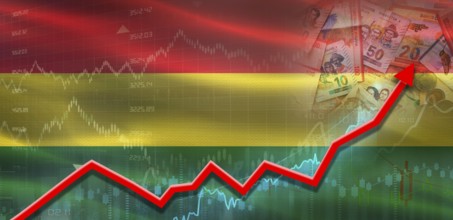 Bolivia financial growth on market graph. Bolivia economic growth on financial graph