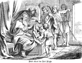 Jacob recognises the bloody skirt of Joseph, blood, deception, sons, report, lie, alleged death of