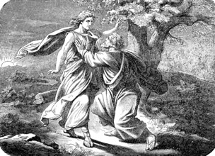 Jacob's battle with a stranger, the Lord, lasts until dawn, God, rising sun, landscape, light,