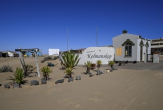 Entrance gate to the former diamond settlement of Kolmanskop, restricted diamond area, near