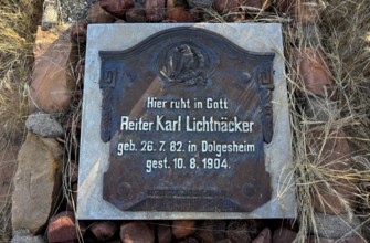 Grave at the German military cemetery at Waterberg, Otjozondjupa region, Namibia