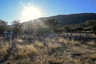 Graves at the German military cemetery at Waterberg, Otjozondjupa region, Namibia