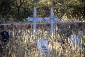 Graves at the German military cemetery at Waterberg, Otjozondjupa region, Namibia