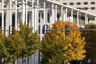 Pillar at the Sächsische Aufbaubank, Leipzig, Saxony, Germany