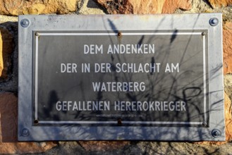 Memorial plaque for the Herero who fell at Waterberg at the German military cemetery at Waterberg,