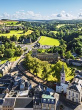 Jedburgh Abbey from a drone, Augustinian Abbey, Jedburgh, Scottish Borders, Scotland, UK