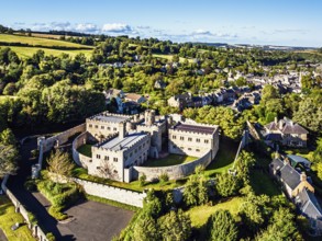 Jedburgh Castle from a drone, Jedburgh, Scottish Borders, Scotland, UK