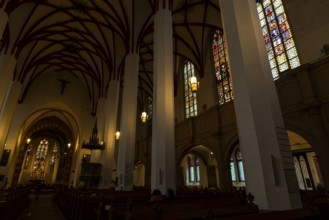 Window front of St Thomas' Church from the inside, ornamental glazing. Leipzig, Saxony, Germany