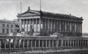 National Gallery in Berlin, historical book illustration, wood engraving