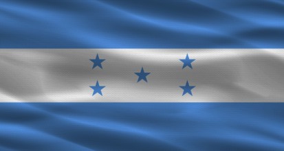 Honduras flag with fabric texture. Realistic flag of Honduras waving