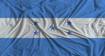 Honduran flag with fabric texture background. National flag of Honduras