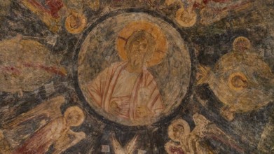 Church of Agia Sophia from the 14th century AD, fresco depicting Jesus surrounded by angels and