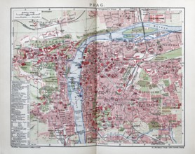 Prague, historical city map from 1907