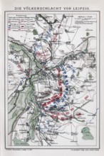 Battle of Leipzig, historical maps with positions of Napoleon's army and the allied troops