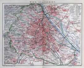 Vienna, historical city map from 1906, Austria