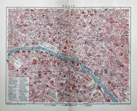 Paris, historical city map from 1906