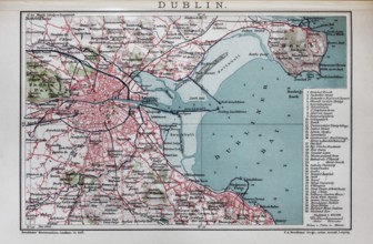 Dublin, historical city map from 1905, Ireland