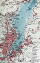 Kiel and Kiel harbour, historical city map from 1907
