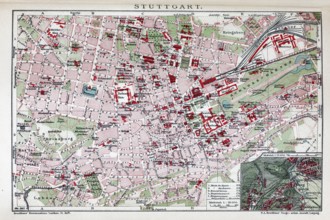 Stuttgat, historical city map from 1907