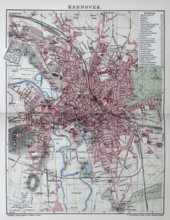 Hanover, historical city map from 1907