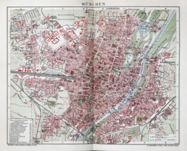 Munich, historical city map from 1907