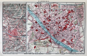 Florence, historical city map from 1907