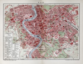 Rome, historical city map from 1907
