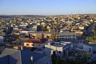 View of the old town, blue hour, Lüderitz, Karas region, Namibia