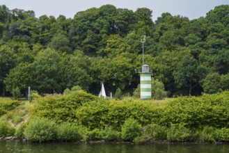 Lighthouse on Lake Kemnader, Heveney, Witten, Ruhr area, North Rhine-Westphalia, Germany