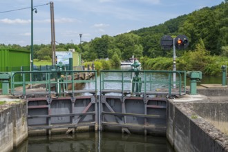 Closed lock on the Ruhr, Ruhrschleuse, Herbede, Witten, Ruhr area, North Rhine-Westphalia, Germany
