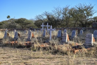 Graves at the German military cemetery at Waterberg, Otjozondjupa region, Namibia