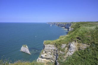 Hike from Etretat to Yport along the chalk cliff coast, Seine-Maritime department, France