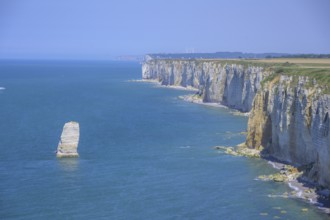 Aiguille de Belval, hike from Etretat to Yport along the chalk cliff coast, Département
