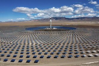 Tonopah, Nevada - The Crescent Dunes Solar Energy Project in the Nevada desert. Ten thousand