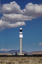 Tonopah, Nevada - The central receiver tower at Crescent Dunes Solar Energy Project in the Nevada